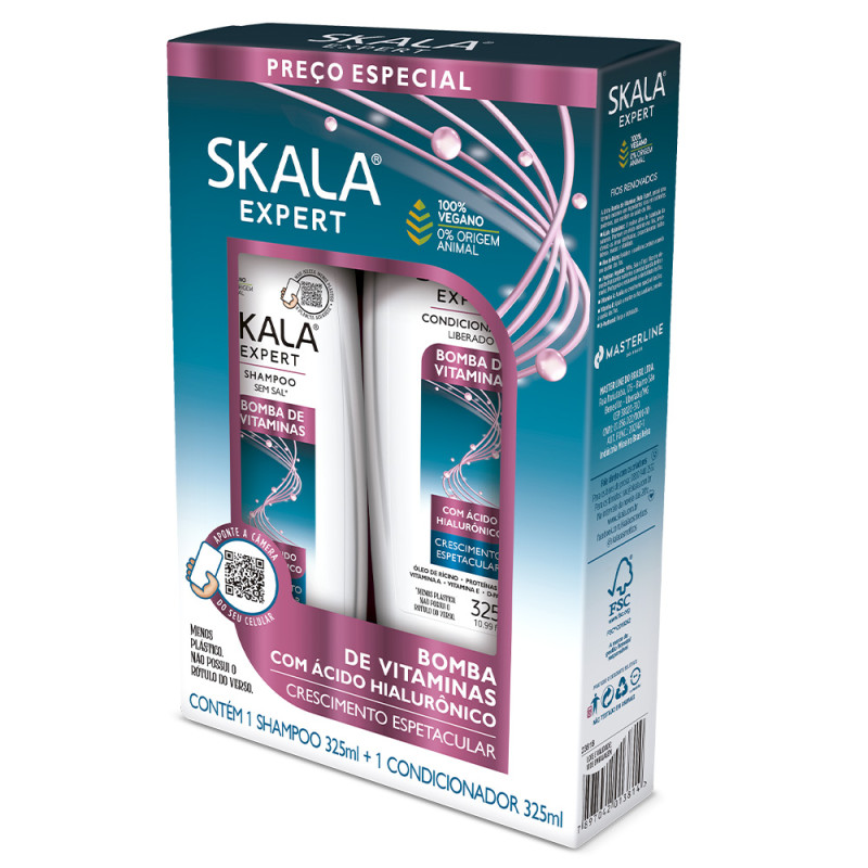 KIT SKALA SHAMPOO/CONDICIONADOR 325ML - BOMBA DE VITAMINAS CX COM 3 UN