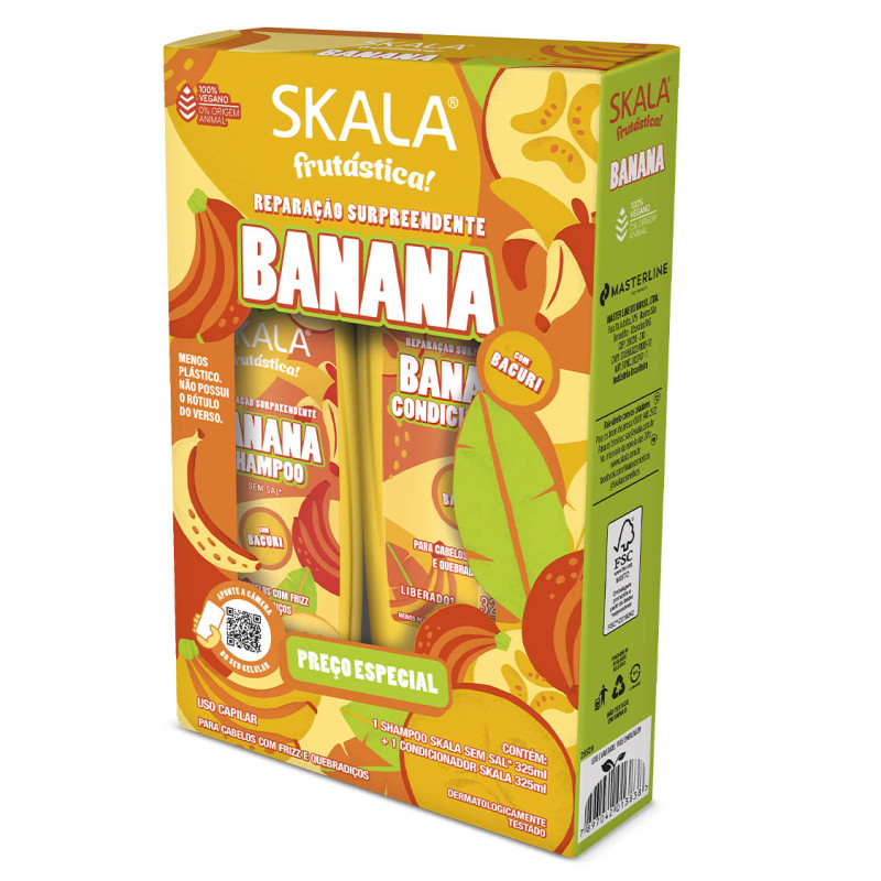 KIT SKALA SHAMPOO/CONDICIONADOR 325ML - BOMBA DE VITAMINAS BANANA CX COM 3 UN