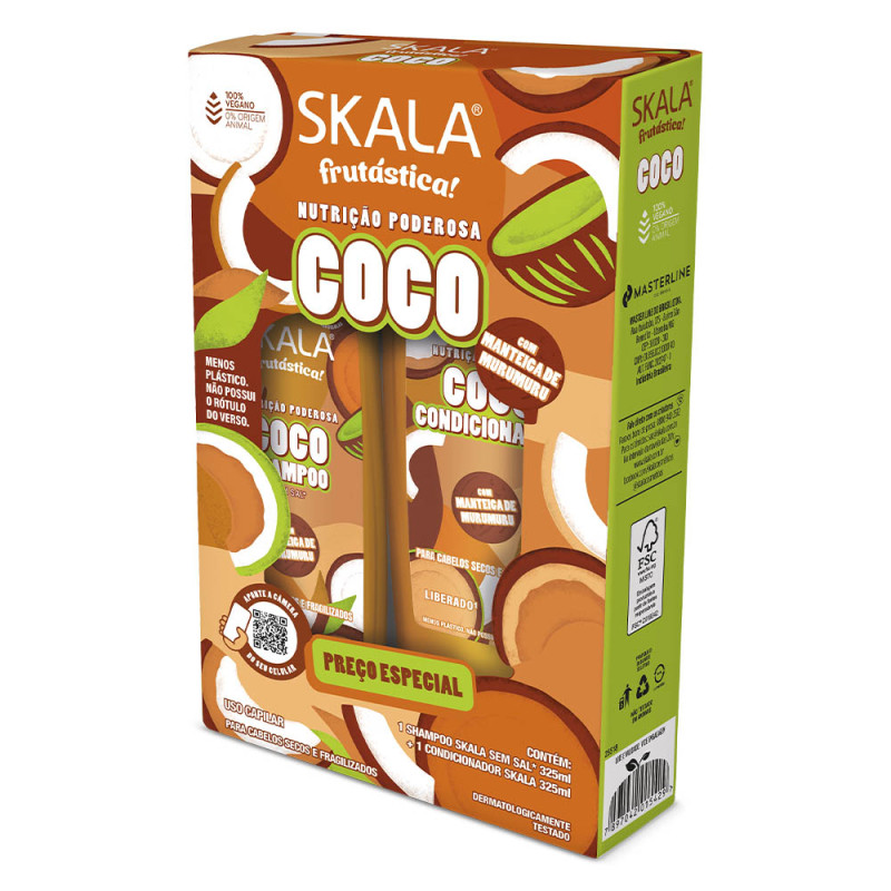 KIT SKALA SHAMPOO/CONDICIONADOR 325ML - ÓLEO DE COCO CX COM 3 UN