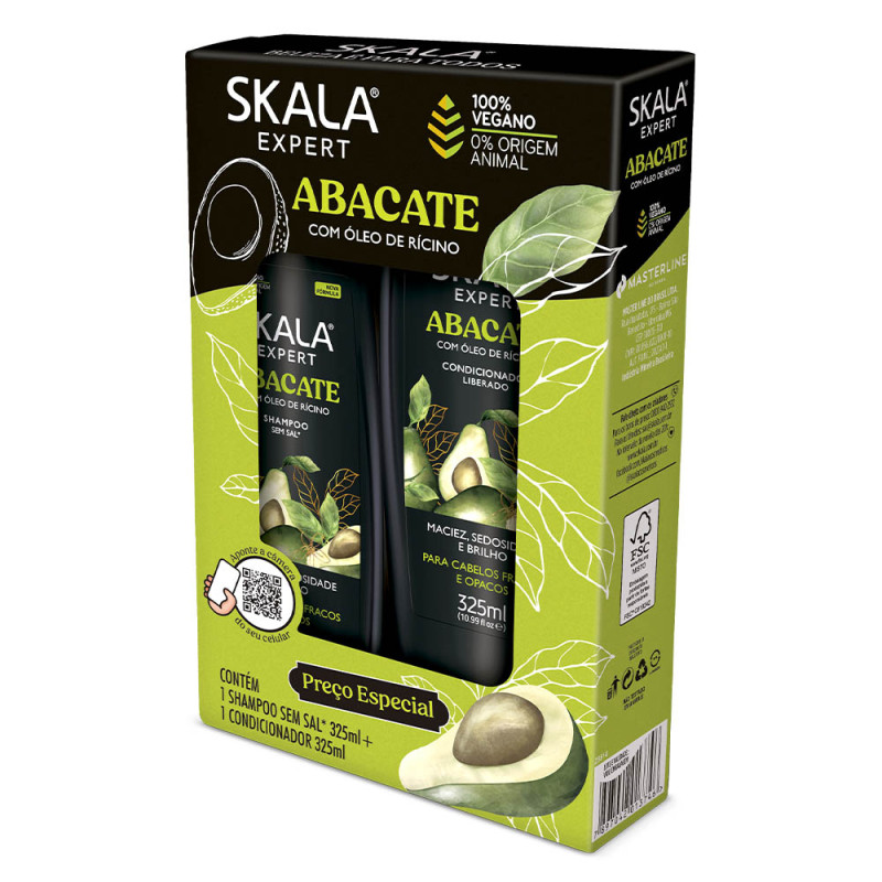 KIT SKALA SHAMPOO/CONDICIONADOR 325ML - BOMBA DE VITAMINAS ABACATE CX COM 3 UN