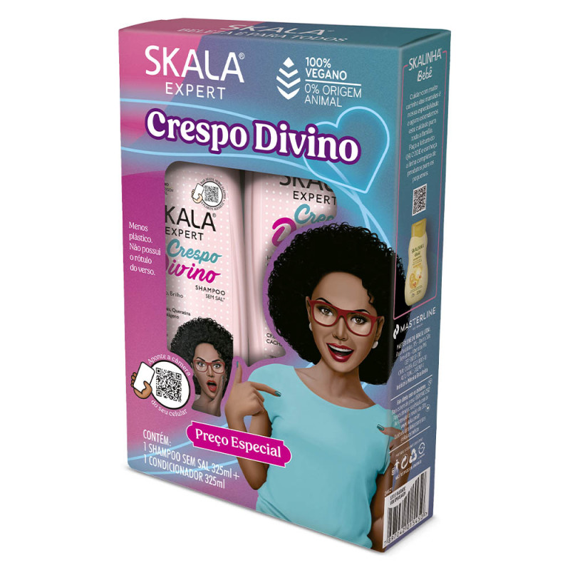 KIT SKALA SHAMPOO/CONDICIONADOR 325ML - CRESPO DIVINO CX COM 3 UN