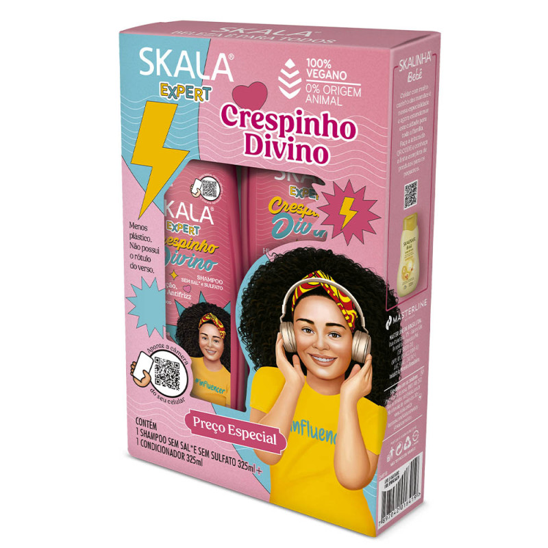 KIT SKALA SHAMPOO/CONDICIONADOR 325ML - CRESPINHO DIVINO KIDS CX COM 3 UN