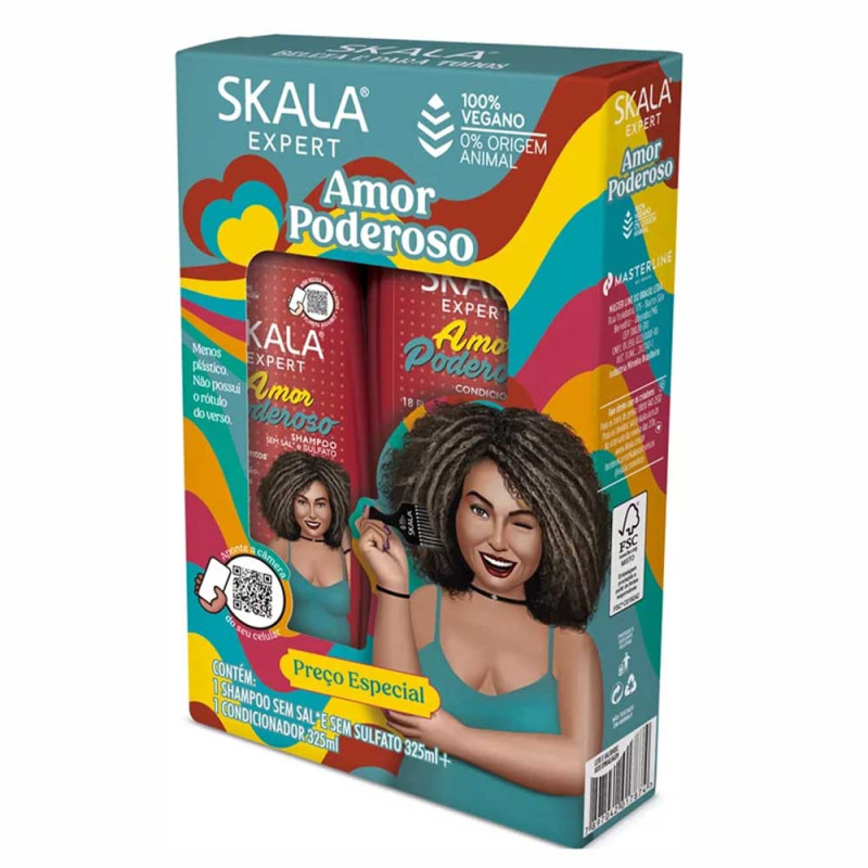 KIT SKALA SHAMPOO/CONDICIONADOR 325ML - AMOR PODEROSO CX COM 3 UN
