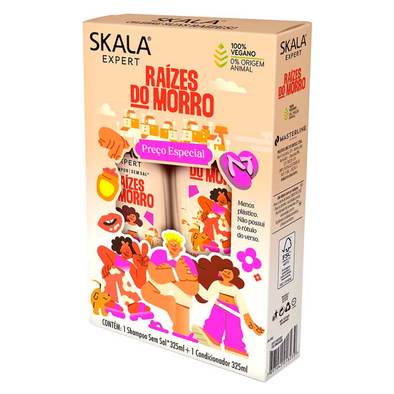 KIT SKALA SHAMPOO/CONDICIONADOR 325ML RAIZES MORRO - CX COM 3 UN