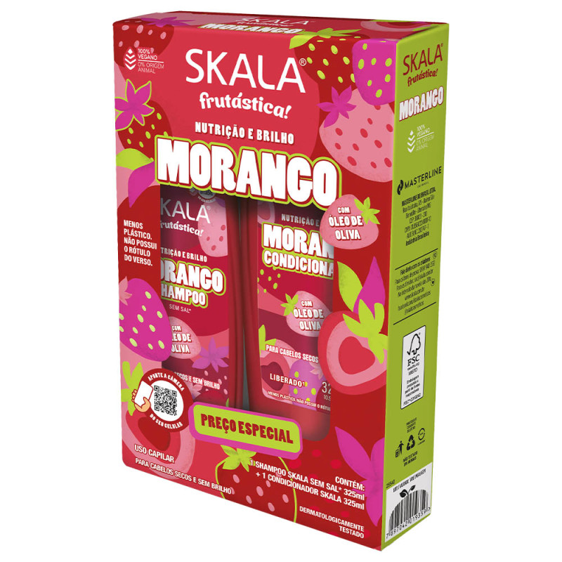 KIT SKALA SHAMPOO/CONDICIONADOR 325ML MORANGO - CX COM 3 UN