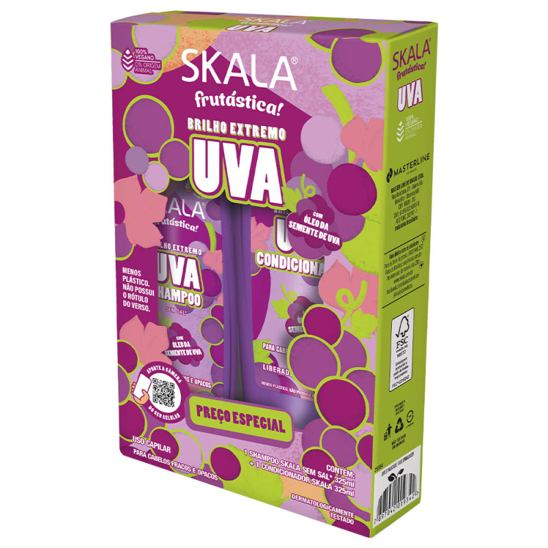KIT SKALA SHAMPOO/CONDICIONADOR 325ML UVA - CX COM 3 UN