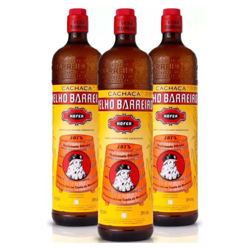 CACHAÇA VELHO BARREIRO 910ML - CX COM 12 UN