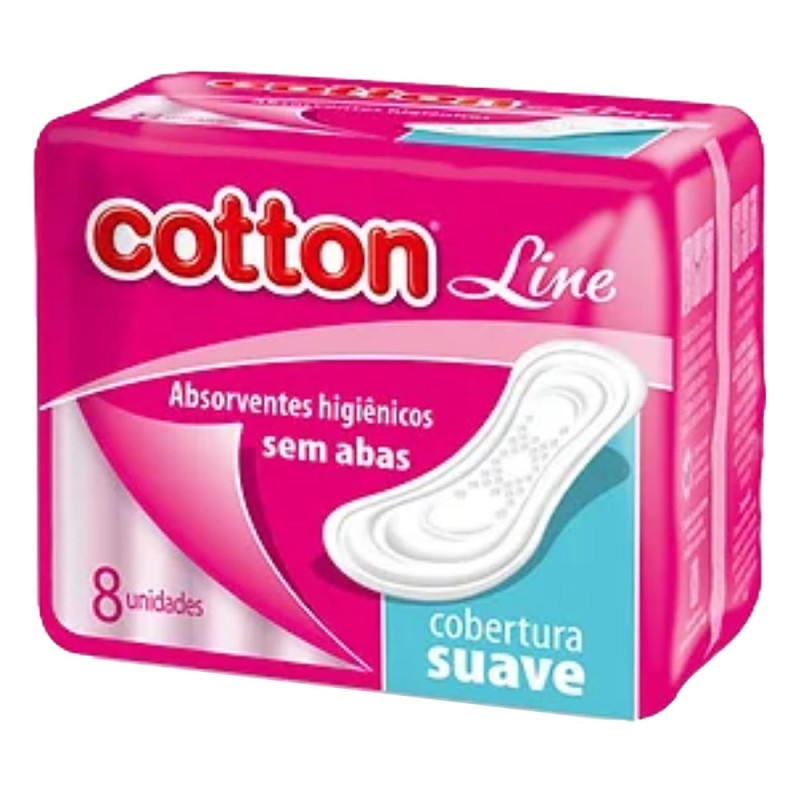 ABSORVENTE COTTON LINE C/ 8UN SUAVE SEM ABAS - CX COM 60 UN