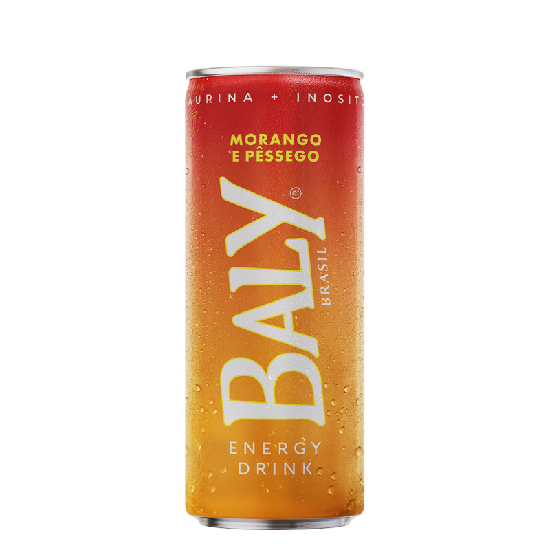 ENERGÉTICO BALY LATA 250ML MORANGO E PÊSSEGO - FD COM 6 UN