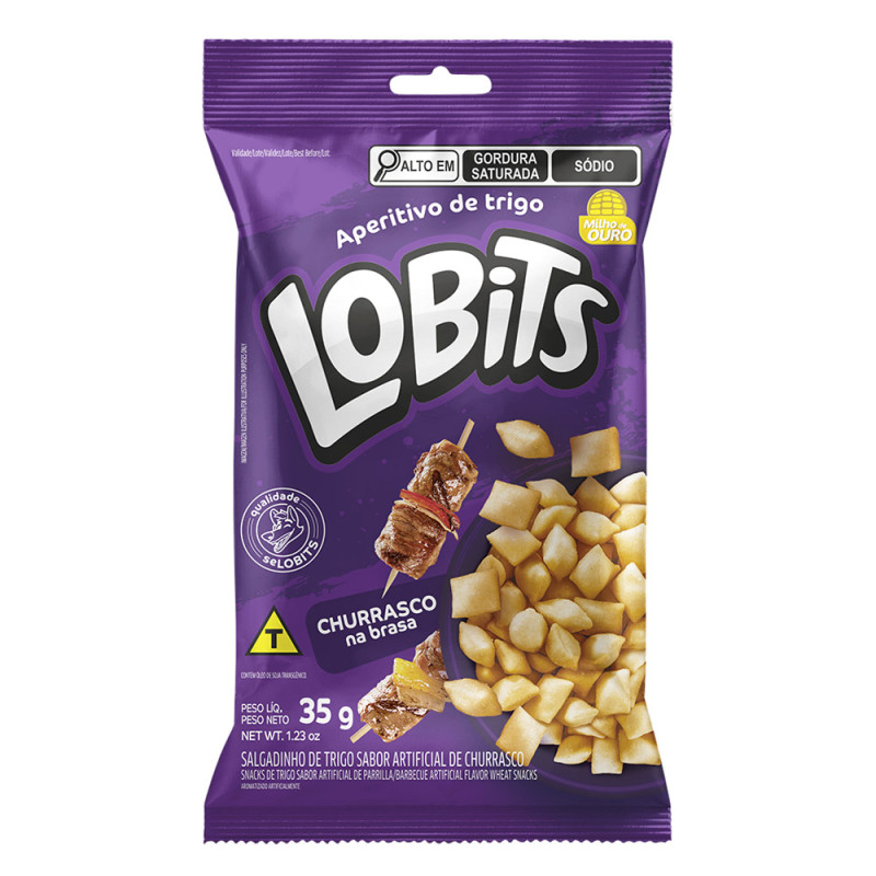 SALGADINHO DE TRIGO LOBITS 35GR CHURRASCO NA BRASA - CX COM 20 UN
