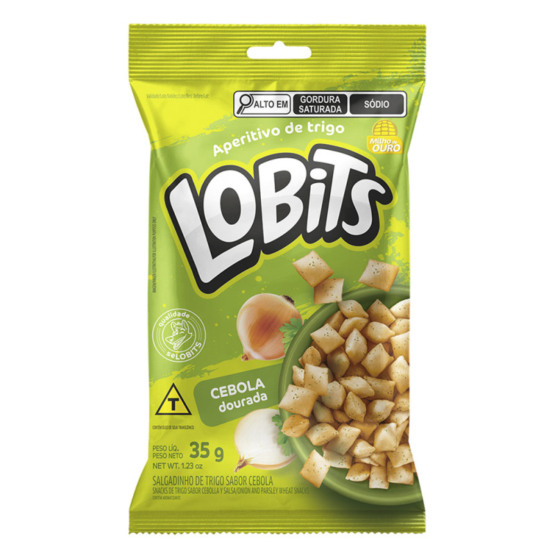 SALGADINHO DE TRIGO LOBITS 35GR CEBOLA DOURADA - CX COM 20 UN