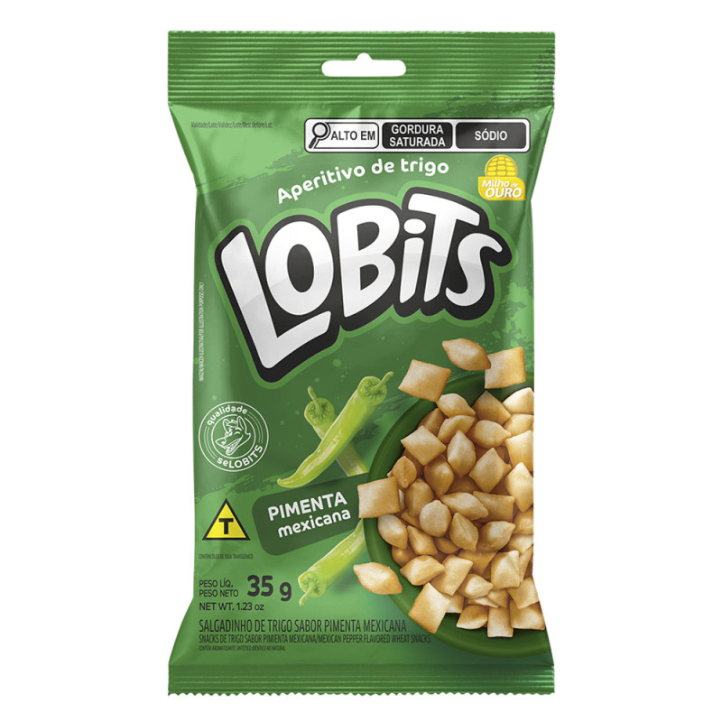 SALGADINHO DE TRIGO LOBITS 35GR PIMENTA MEXICANA - CX COM 20 UN