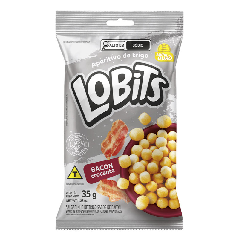 SALGADINHO DE TRIGO LOBITS 35GR BACON CROCANTE - CX COM 20 UN