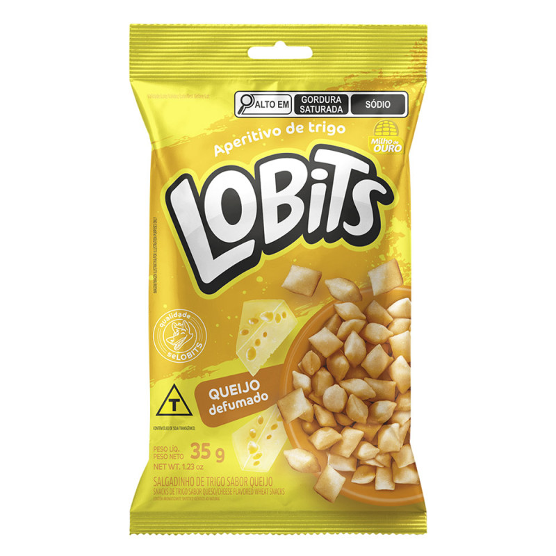 SALGADINHO DE TRIGO LOBITS 35GR QUEIJO DEFUMADO - CX COM 20 UN