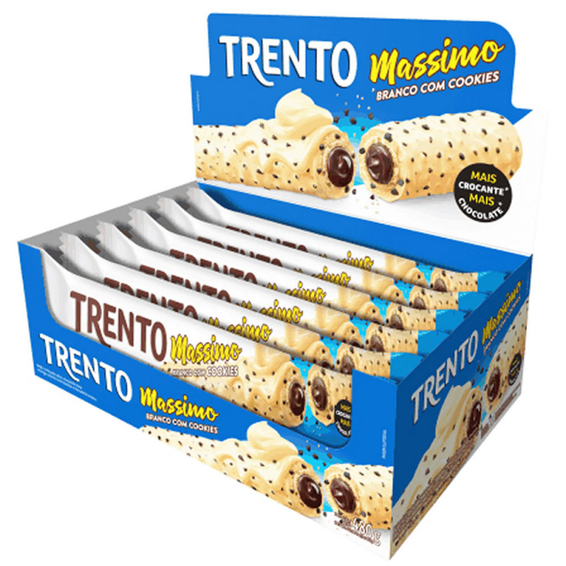 CHOCOLATE TRENTO PECCIN MASSIMO 30GR BRANCO COM COOKIES - DP COM 16 UN