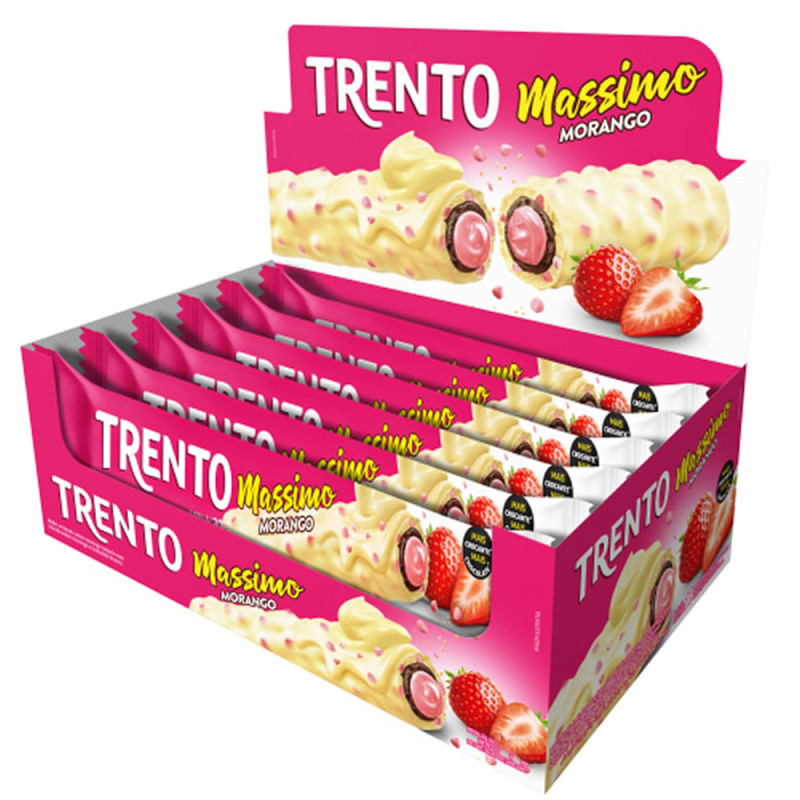 CHOCOLATE TRENTO PECCIN MASSIMO 25GR MORANGO - DP COM 15 UN