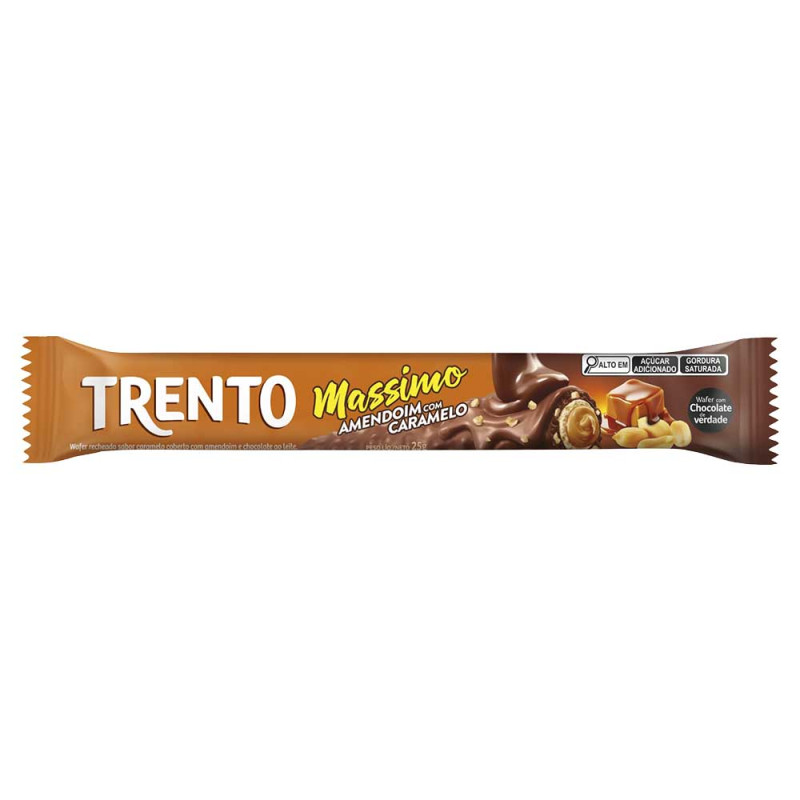 CHOCOLATE TRENTO PECCIN MASSIMO 25GR CARAMELO COM AMEDOIM - DP COM 15 UN