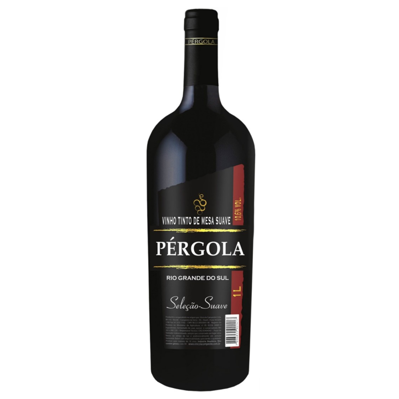 VINHO TINTO PÉRGOLA 1 LITRO SUAVE - CX COM 12 UN