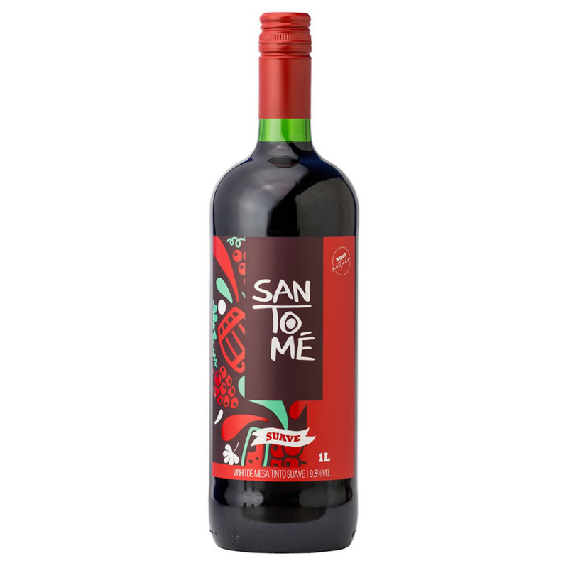 VINHO SANTOMÉ 1 LITRO TINTO SUAVE - CX COM 6 UN