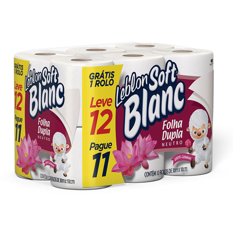 PAPEL HIGIÊNICO LEBLON SOFT C/12 ROLOS 30 METROS PK FOLHA DUPLA - FD COM 6 PC