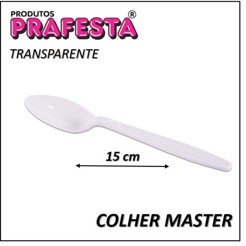 COLHER MASTER PRAFESTA COM 50 UN TRANSPARENTE - CX COM 10 PC