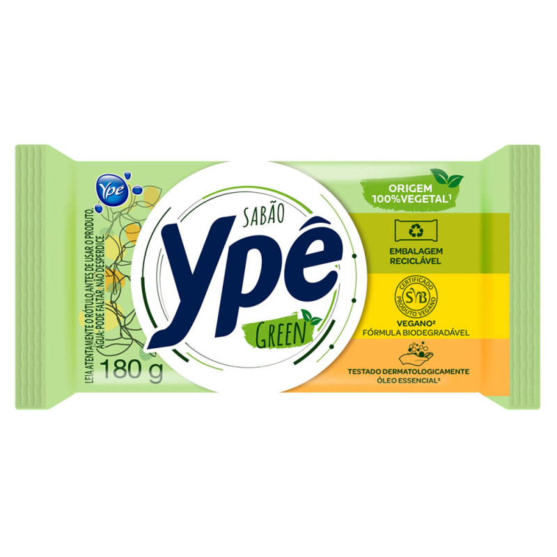 SABÃO EM BARRA YPÊ 180GR UNITÁRIO GREEN - CX COM 50 UN