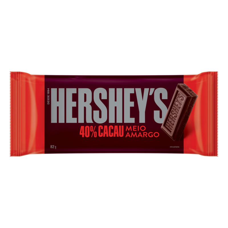 CHOCOLATE HERSHEY'S BARRA 82GR MEIO AMARGO 40% DE CACAU - DP COM 18 UN