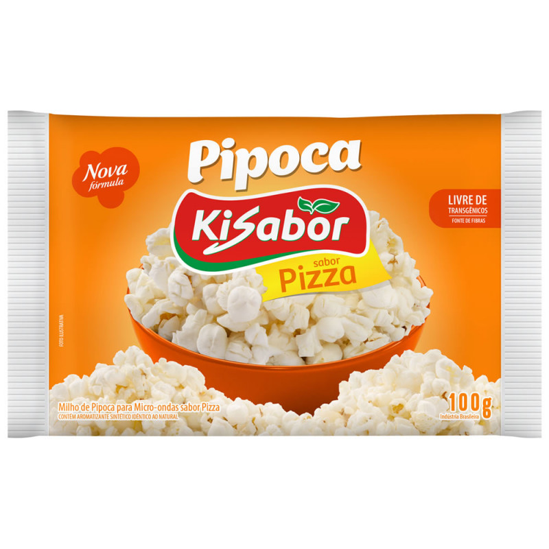 PIPOCA PARA MICRO-ONDAS PIZZA KISABOR 100GR - CX COM 08 UN