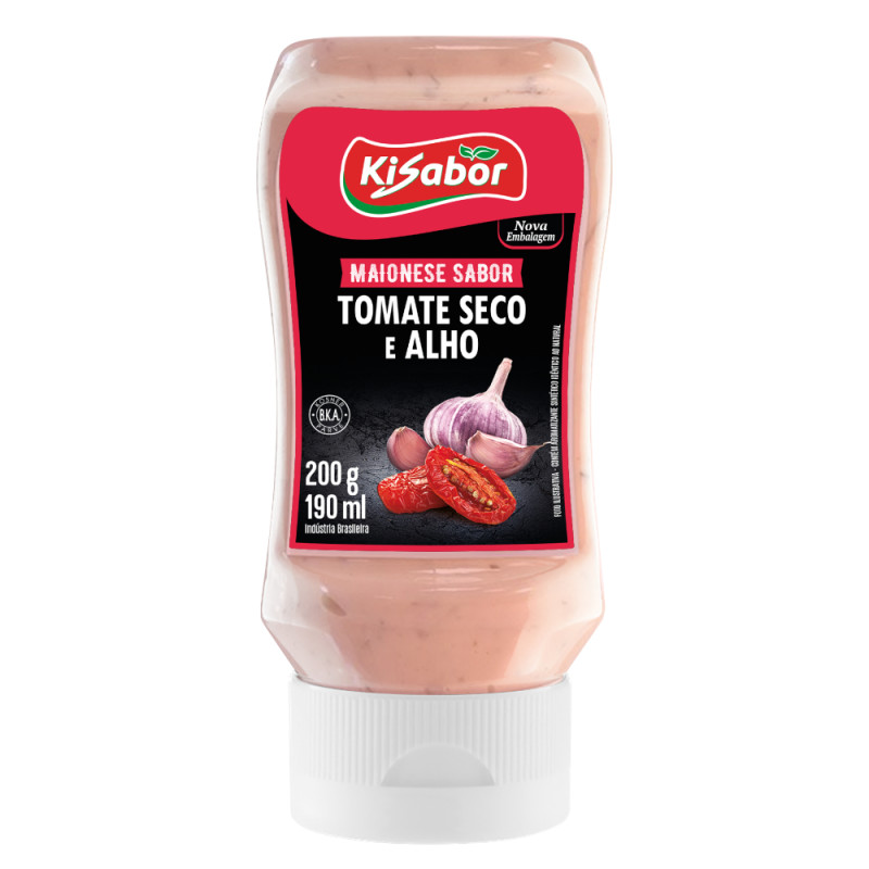 MAIONESE TOMATE SECO E ALHO KISABOR 200GR - CX COM 12 UN