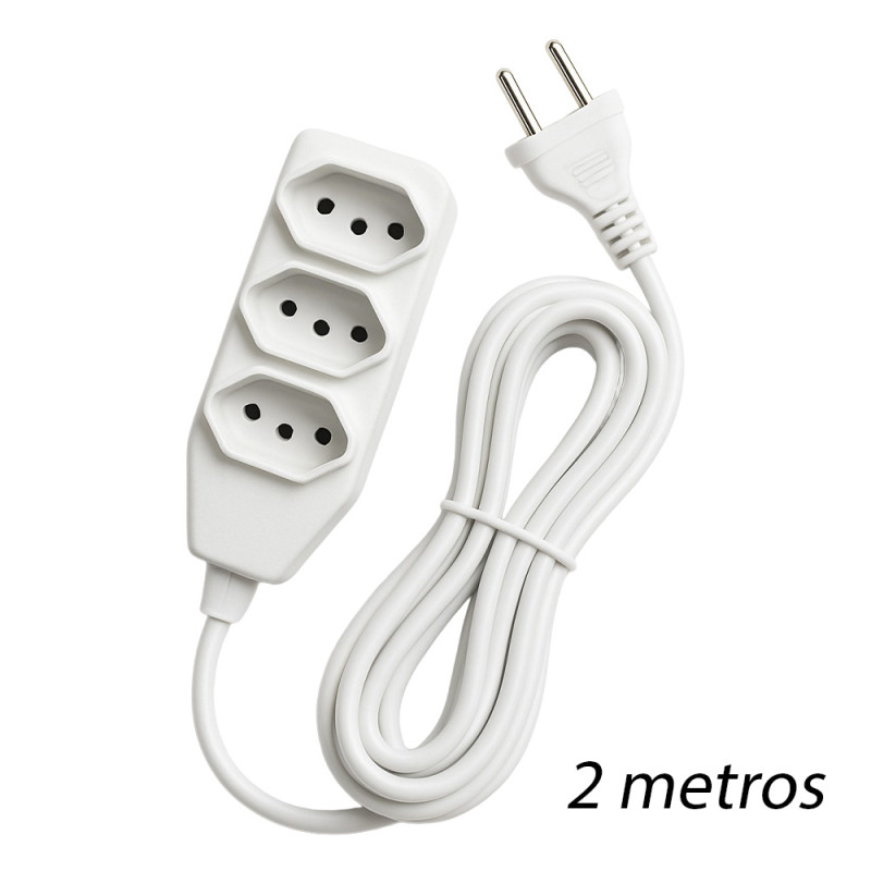 EXTENSÃO MÚLTIPLA 2P+T 10A IBÉRICA 2 METROS - UNIDADE