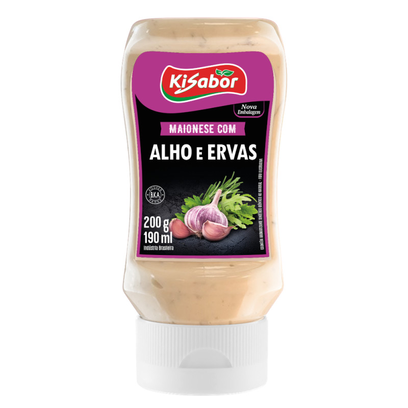 MAIONESE ALHO E ERVAS KISABOR 200GR - CX COM 12 UN