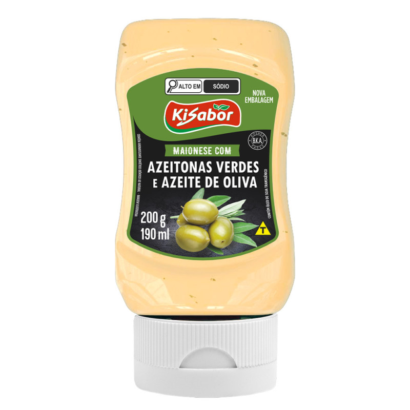 MAIONESE AZEITONAS VERDES E AZEITE DE OLIVA KISABOR 200GR - CX COM 12 UN