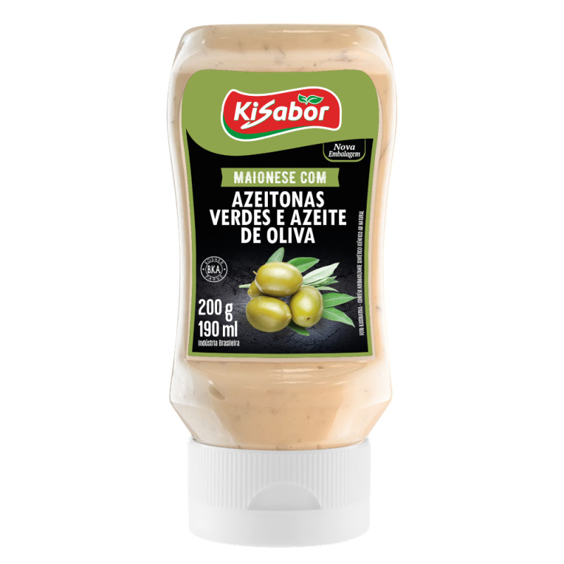 MAIONESE AZEITONAS VERDES E AZEITE DE OLIVA KISABOR 200GR - CX COM 12 UN