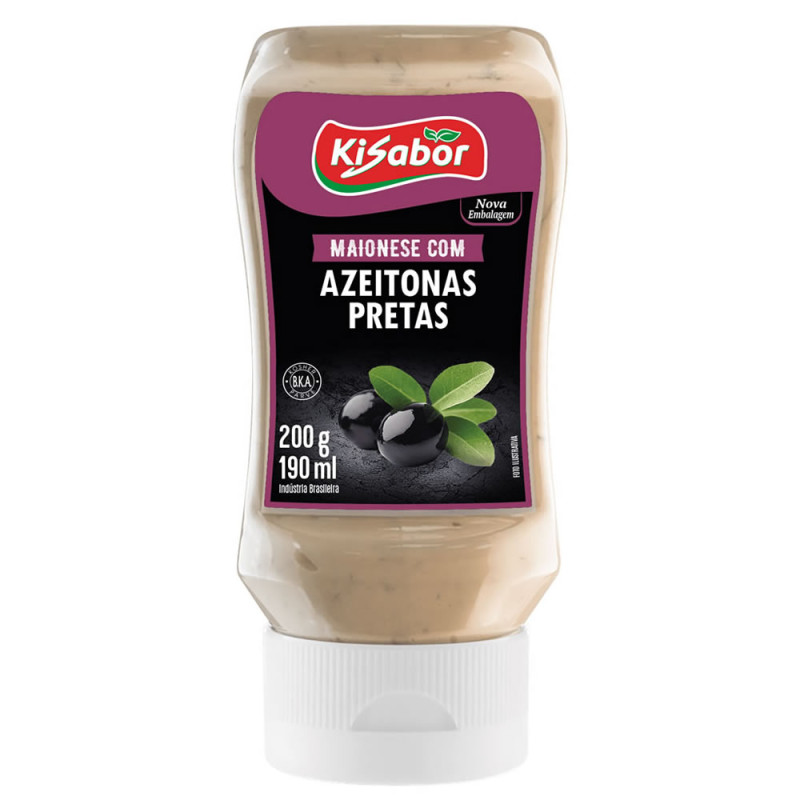 MAIONESE AZEITONAS PRETAS KISABOR 200GR - CX COM 12 UN