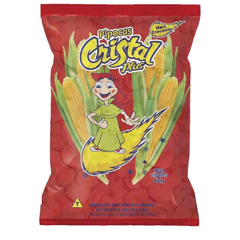 PIPOCA CRISTAL PLUS DOCE 60GR - GRANDE CX COM 36 PC
