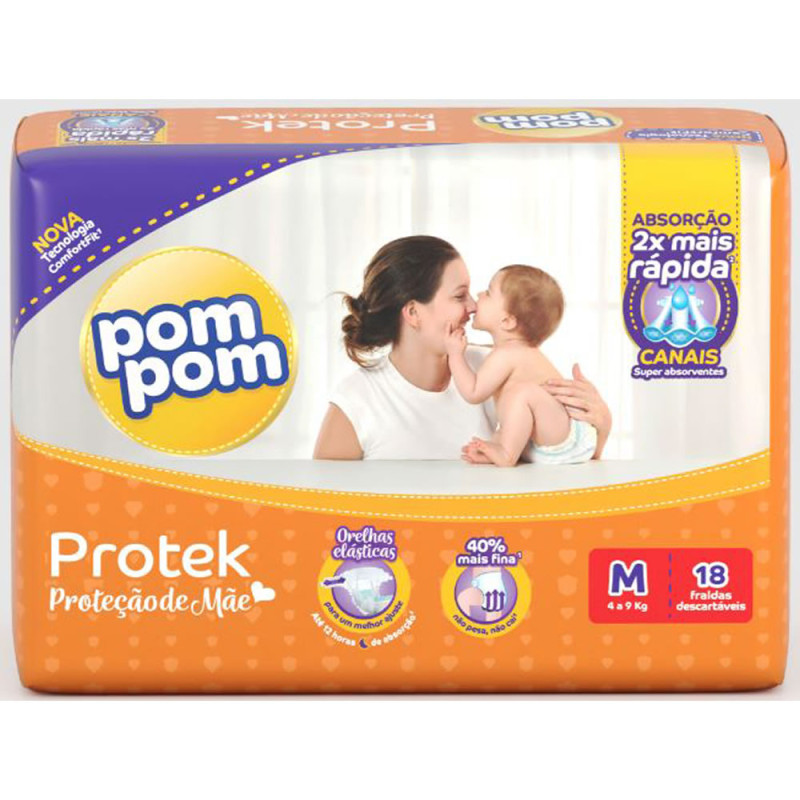 FRALDA POM POM JUMBINHO C/18 - TAMANHO M FD COM 8 UN