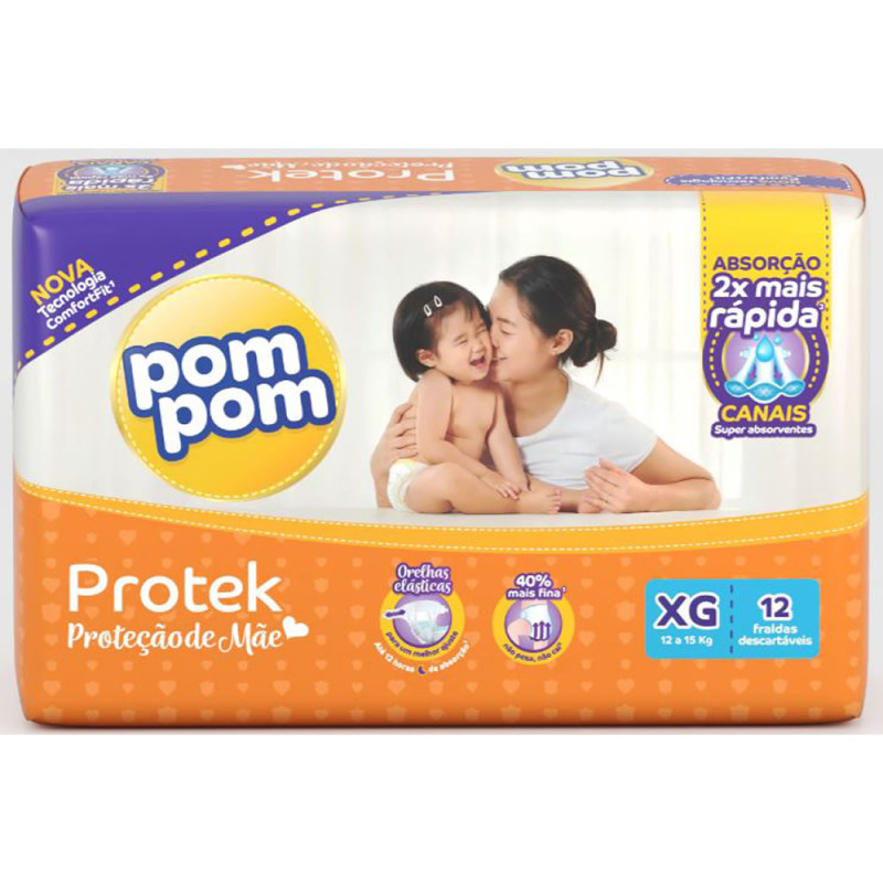 FRALDA POM POM JUMBINHO C/12 - TAMANHO XG FD COM 8 UN