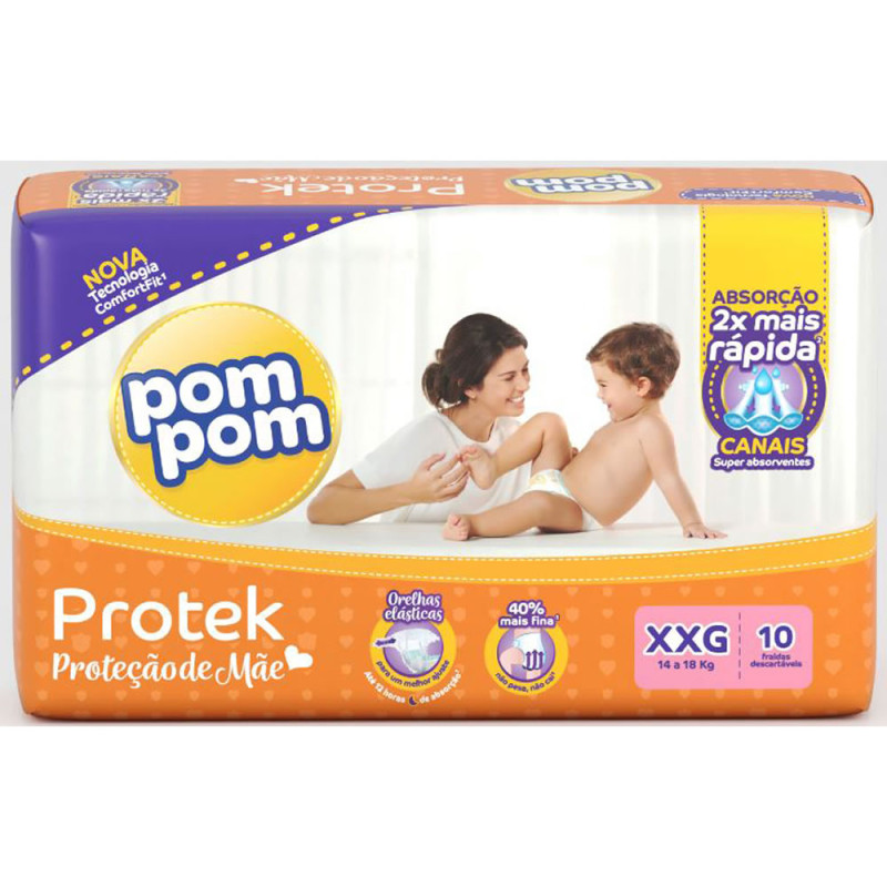 FRALDA POM POM JUMBINHO C/10 - TAMANHO XXG FD COM 8 UN