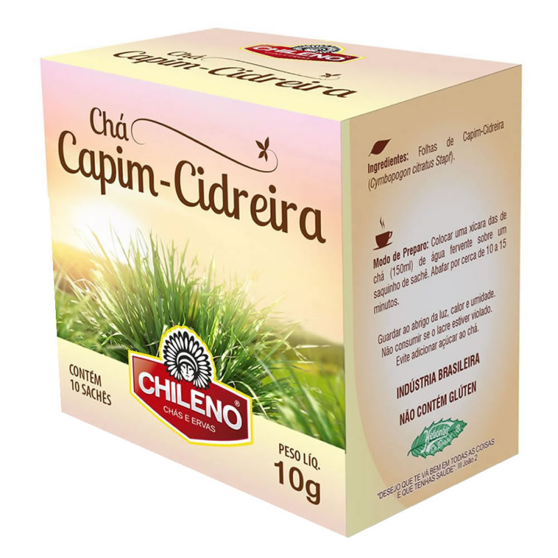 CHÁ CHILENO SACHÊ 1X10X10GR CAPIM CIDREIRA - PC COM 12 DP