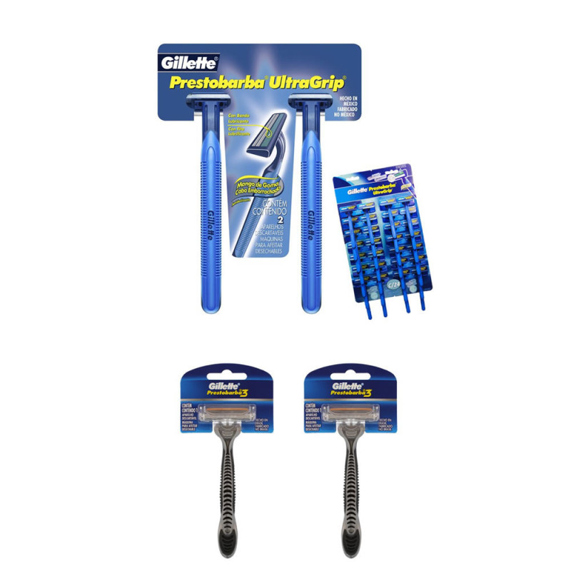 APARELHO DE BARBEAR PRESTOBARBA ULTRAGRIP+2 PRESTO 3 LÂMINAS - CARTELA COM 26 UN