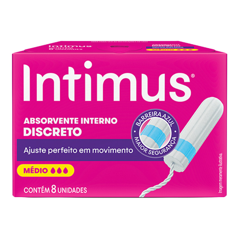 ABSORVENTE INTIMUS INTERNO C/ 8UN MÉDIO - CX COM 12 DP