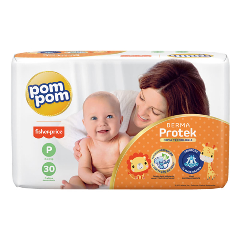 FRALDA POM POM JUMBO C/30 - TAMANHO P FD COM 6 UN