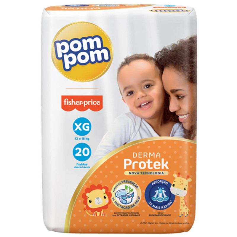 FRALDA POM POM JUMBO C/20 - TAMANHO XG FD COM 6 UN