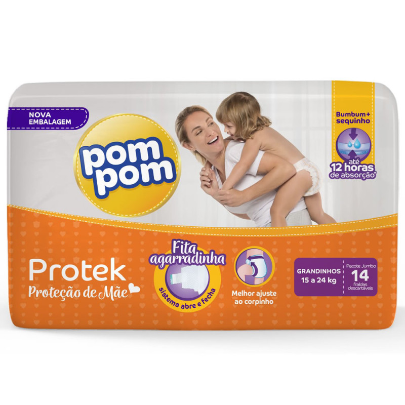 FRALDA POM POM JUMBO C/14 - GRANDINHOS FD COM 6 UN