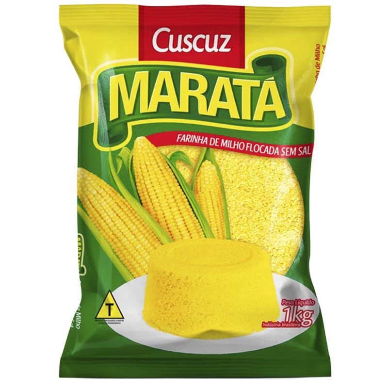 FARINHA DE MILHO FLOCADA MARATÁ 1 KILO CUSCUZ - FD COM 10 UN