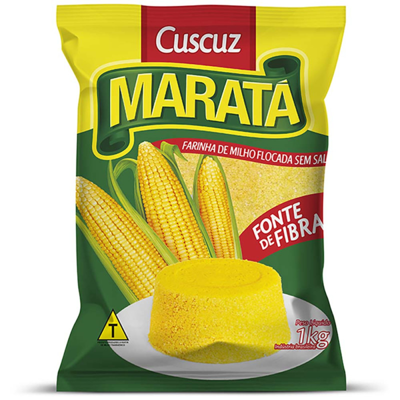 FARINHA DE MILHO FLOCADA MARATÁ 1 KILO CUSCUZ - FD COM 10 UN