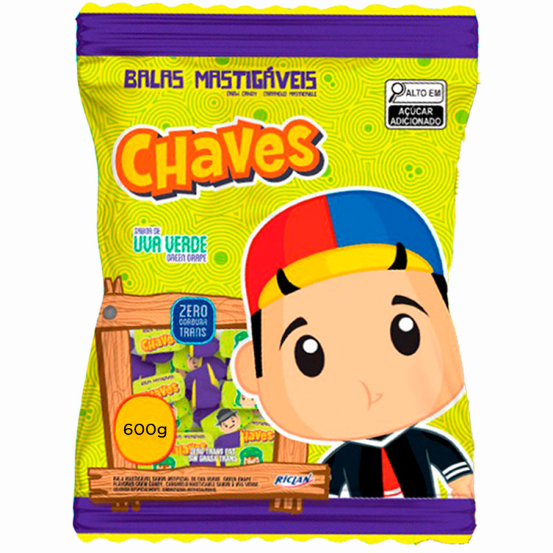 BALA RICLAN MASTIGÁVEL CHAVES 600GR UVA VERDE - UNIDADE