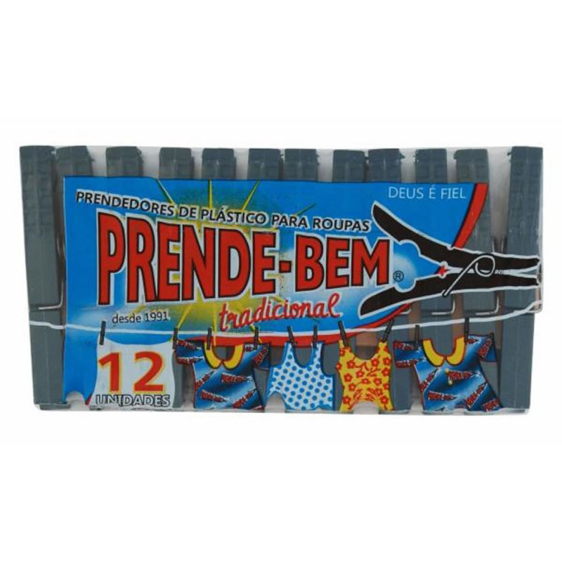 PRENDEDOR DE ROUPA PRENDE-BEM PLÁSTICO C/12 - PEQUENO CX COM 50 UN