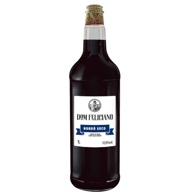 VINHO DOM FELICIANO 1 LITRO BORDÔ SECO - CX COM 12 UN