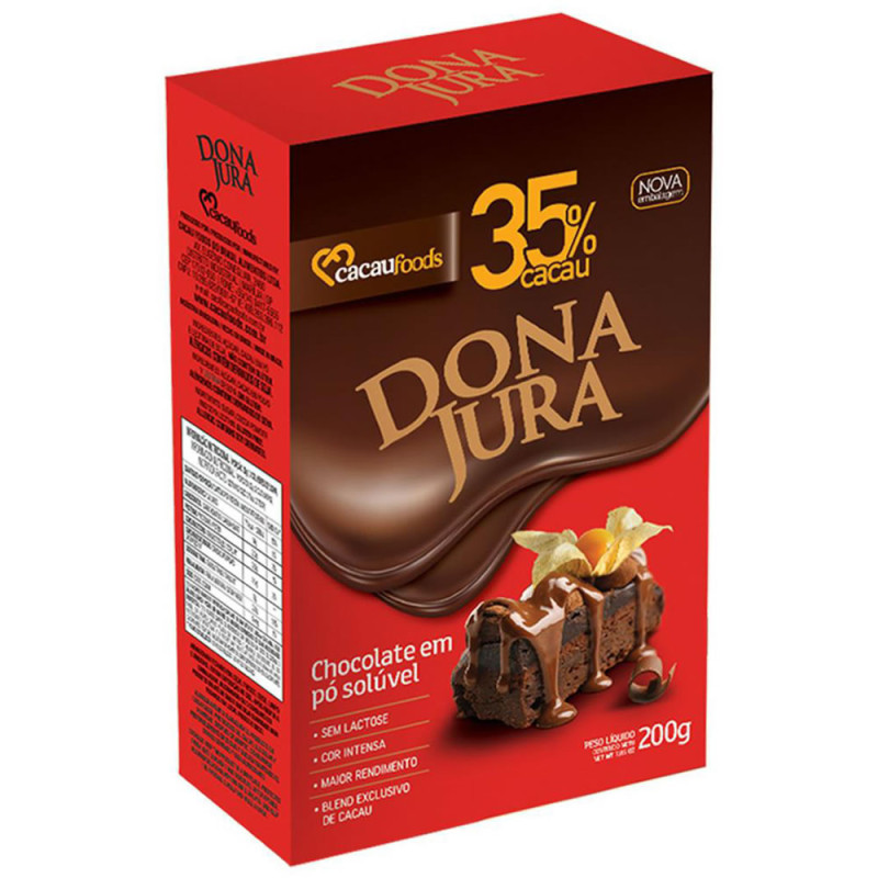 CHOCOLATE EM PÓ SOLÚVEL DONA JURA 200GR CACAU 35% - PC COM 12 UN